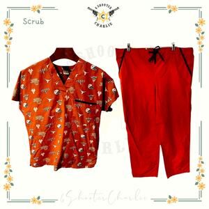 Scrubs Dudz SM UNIVERSITY OF TEXAS Unisex Texas Longhorns SCRUB Top and Bottom